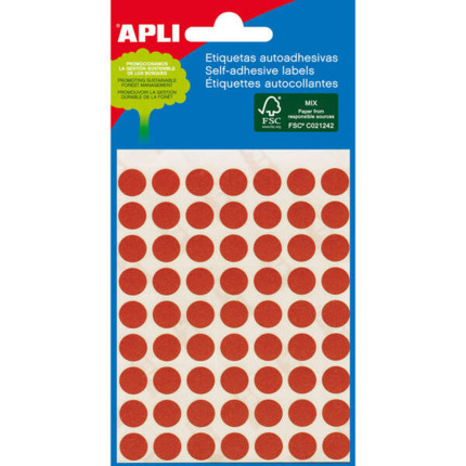 Apli Etiquetas Minibolsa Rojas Ø 8.0mm 3 Hojas