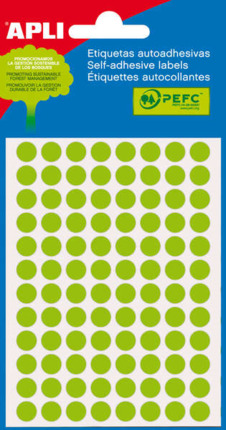 Apli Etiquetas Minibolsa Verde Fluorescente Ø 8.0mm 3 Hojas