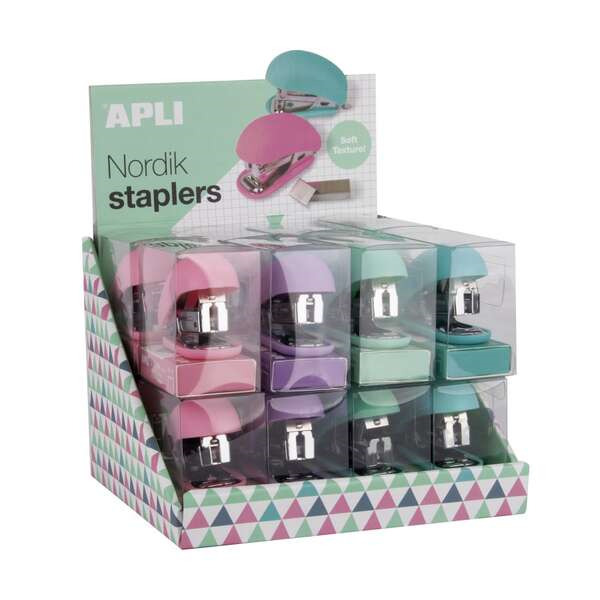 Apli Nordik Collection Grapadora PequeÃ±a - Grapas NÂº22/6-24/6 - Cada Grapadora Incluye 1.000 Grapas - Colores Surtidos