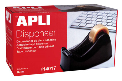 Apli Porta Cinta Office - para Rollos de 33mm - Facil de Usar y Transportar - Resistente y Duradero - Blanco