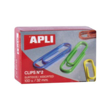 Apli Pack de 100 Clips nÂº2 32 mm - Colores Surtidos