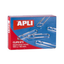 Apli Pack de 100 Clips Niquelados nÂº3 40 mm