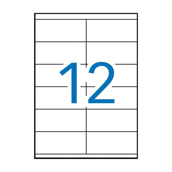 Apli Pack de 1.200 Etiquetas Rectangulares 105x48mm - 100 Hojas por 12 Etiquetas - Adhesivo Permanente - Cantos Rectos - Color B
