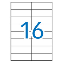 Apli Pack de 1.600 Etiquetas Rectangulares 105 x 37mm - 100 Hojas por 16 Etiquetas - Adhesivo Permanente - Cantos Rectos - Color