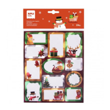 Apli Pack de 24 Etiquetas Adhesivas NavideÃ±as para Regalos - TamaÃ±os y DiseÃ±os Surtidos - Espacio para Escribir