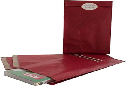 Apli Sobres Kraft Rojos 24x43x7mm - Papel Kraft 50g/m² - Reutilizables y Reciclables - Pack de 250