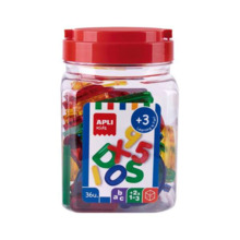 Apli Pack de 36 Letras y Numeros Transparentes - TamaÃ±o 50 mm - Colores Surtidos