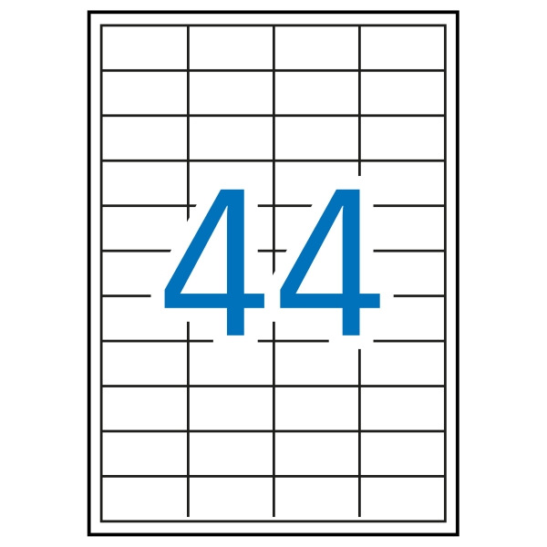 Apli Pack de 4.400 Etiquetas Rectangulares 48,5 x 25,4mm - 100 Hojas por 44 Etiquetas - Adhesivo Removible - Cantos Rectos - Col
