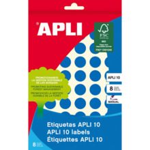 Apli Pack de 616 Etiquetas Redondas Ã13mm - 8 Hojas por 77 Etiquetas - Adhesivo Permanente - Aptas para Escritura Manual - Colo
