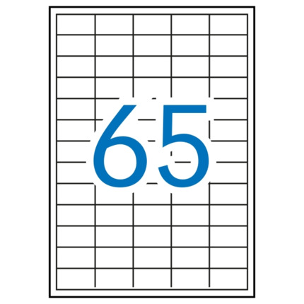 Apli Pack de 6.500 Etiquetas Rectangulares 38 x 21.2mm - 100 Hojas por 65 Etiquetas - Adhesivo Removible - Cantos Rectos - Color Blanco