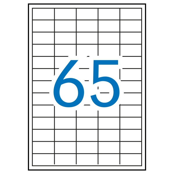 Apli Pack de 6.500 Etiquetas Rectangulares 38 x 21.2mm - 100 Hojas por 65 Etiquetas - Adhesivo Removible - Cantos Rectos - Color