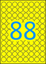 Apli Pack de 704 Etiquetas Redondas Ã 16mm - 8 Hojas A5 por 88 Etiquetas - Adhesivo Permanente - Color Amarillo