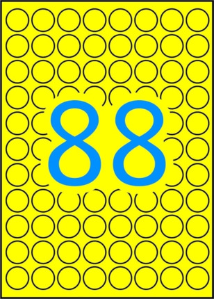 Apli Etiquetas A5 Amarillas Ø 16.0mm 8 Hojas