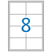 Apli Pack de 800 Etiquetas Rectangulares 97x67,7mm - 100 Hojas por 8 Etiquetas - Adhesivo Permanente - Cantos Rectos - Color Bla