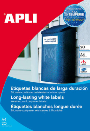 Apli Etiquetas Blancas Resistentes Intemperie 45.7 x 21.2mm 20 Hojas