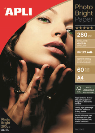 Apli Papel Fotografico Photobright A4 280g 60 Hojas