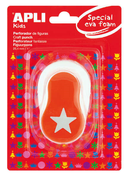 Apli Perforadora Estrella - Figura de 25.4mm - Perfora Papel, Carton, Cartulina y Goma Eva de Hasta 2mm - Deposito de Facil Aper