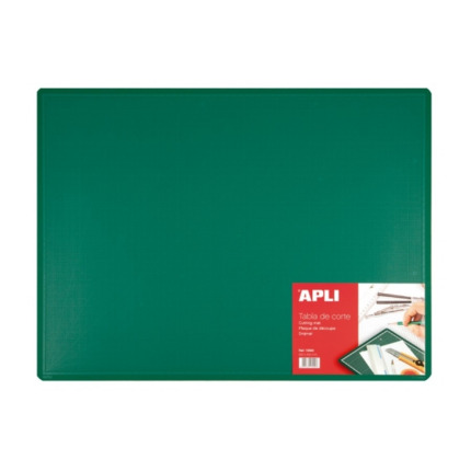 Apli Plancha de Corte A2 PVC 450x600x2mm - Base Antideslizante - Formula Auto Cicatrizante - Impresion de Cuadricula y Angulos - Ideal para Manualidades y Proyectos - Color Verde