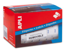 Apli Rollo de 3.360 Etiquetas PVP 12x18mm - Texto Preimpreso PVP - Adhesivo Removible - Color Blanco