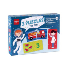 Apli Set de 3 Puzzles: Transporte, Profesiones y Numeros - 24 Piezas por Puzzle, 72 Piezas Total - Recomendado para NiÃ±os a par