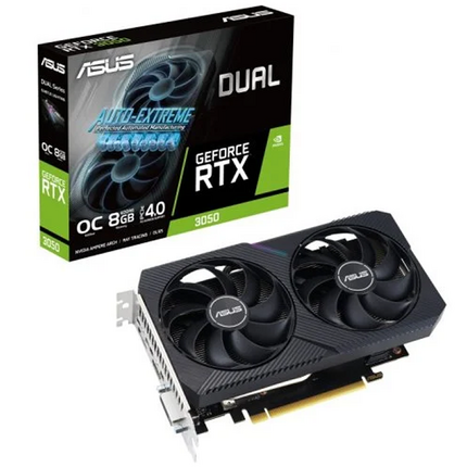 Asus Dual GeForce RTX 3050 V2 OC Edition Tarjeta Grafica 8GB GDDR6 NVIDIA - PCIe 4.0, HDMI, DVI-D, DisplayPort