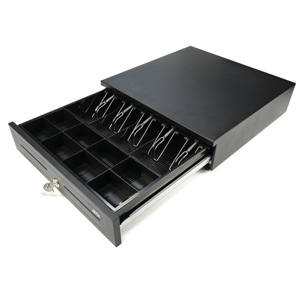 AVPos Cash-U290 Cajon Portamonedas 41cm Automatico - 5 Posiciones Billetes - 8 Posiciones Monedas - RJ11 - Acero Alta Resistenci