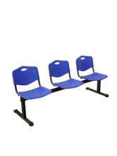 Bancada Pozohondo 3 plazas con asiento en plástico inyectado azul