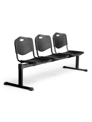 Bancada Pozohondo 3 plazas con asiento en plástico inyectado negro