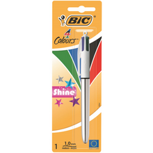 Bic 4 Colours Shine Boligrafo de Bola Retractil - Punta Media de 1.0mm - Tinta con Base de Aceite - 4 Colores de Tinta