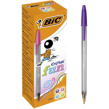 Bic Cristal Fun Pack de 20 Boligrafos de Bola - Punta Redonda de 1.6mm - Trazo 0.42mm - Tinta con Base de Aceite - Colores Surti