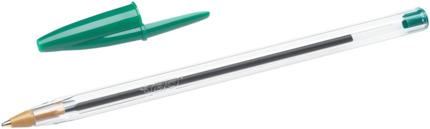 Bic Cristal Original Boligrafo de bola - Punta redonda de 1.0mm - Trazo 0.4mm - Tinta con Base de Aceite - Color Verde