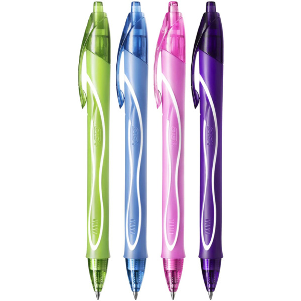 Bic Gel-Ocity Quick Dry Pack de 12 Boligrafos de Gel Retractil - Punta Media de 0.7 mm - Tinta de Gel - Anti-Manchas - Secado U
