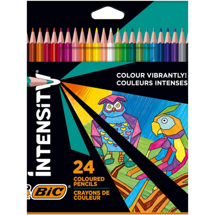 Bic Intensity Color Up Caja de 24 Lapices Triangulares de Colores Surtidos - Fabricados en Resina - Mina Ultraresistente de 3.20mm