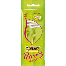 Bic Pure 3 Lady Pack de 2 Maquinillas de Depilacion Desechables de 3 Hojas - Tira Lubricante con Aloe Vera