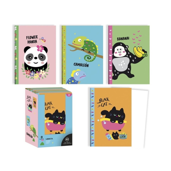 Bismark Animals Libreta Grapada A5 32 Hojas Lisas - Portada con DiseÃ±os de Animales - Tacto Soft - 4 DiseÃ±os Diferentes