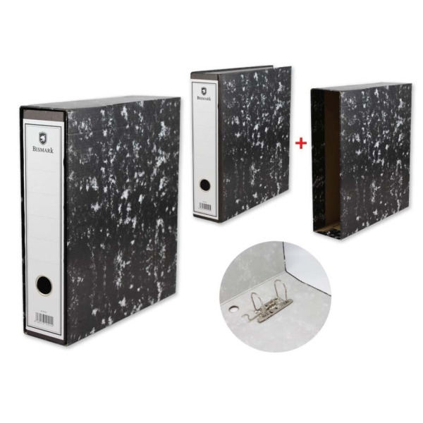 Bismark Archivador A-Z Jaspeado A4 con Funda - Lomo 75mm - Carton Forrado - Tarjetero en el Lomo - Mecanismo de Palanca - Color