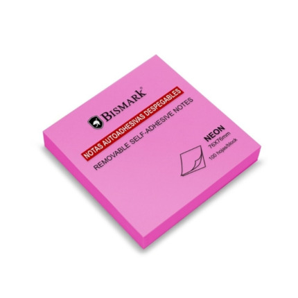 Bismark Bloc de 100 Notas Adhesivas 76x76mm - Color Rosa Neon