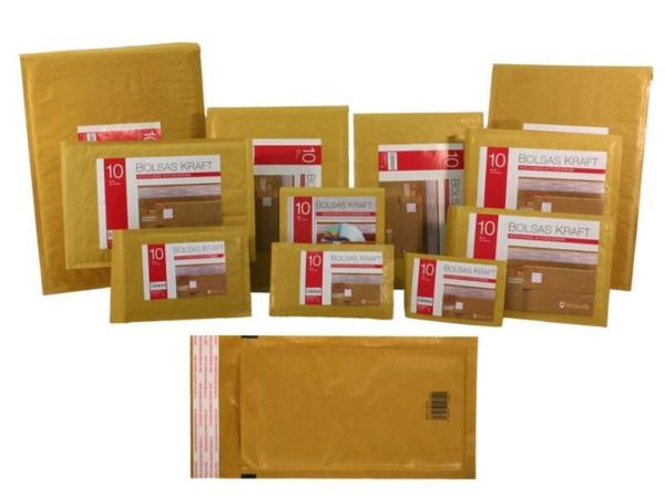 Bismark Bolsa Acolchada Kraft NÂº14 180x265mm - Recubrimiento Interno de Laminas de Burbuja de Aire - Cierre Autoadhesivo - Idea