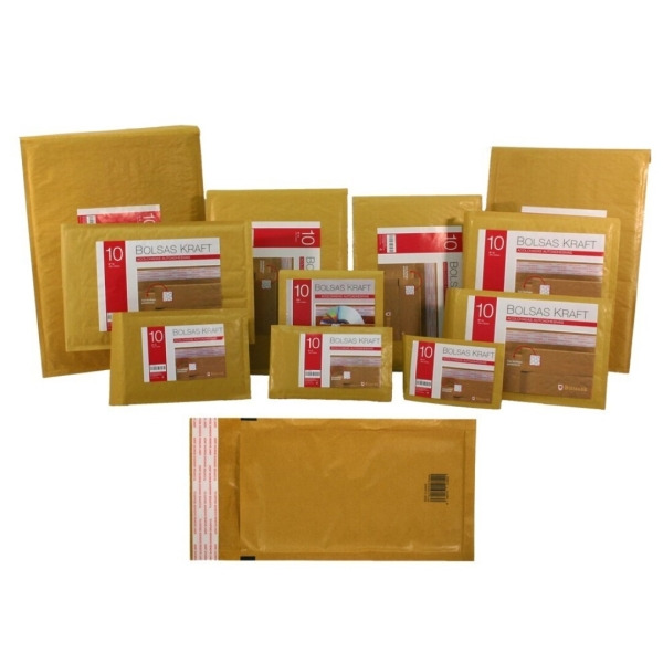 Bismark Bolsa Acolchada Kraft NÂº17 240x340mm - Recubrimiento Interno de Laminas de Burbuja de Aire - Cierre Autoadhesivo - Idea