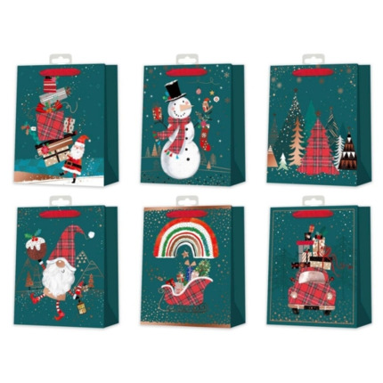 Bismark Bolsa de Papel Navidad - Impresion Foil - 6 DiseÃ±os Diferentes