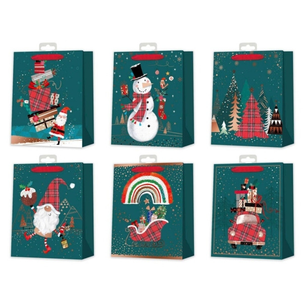 Bismark Bolsa de Papel Navidad - Impresion Foil - 6 DiseÃ±os Diferentes