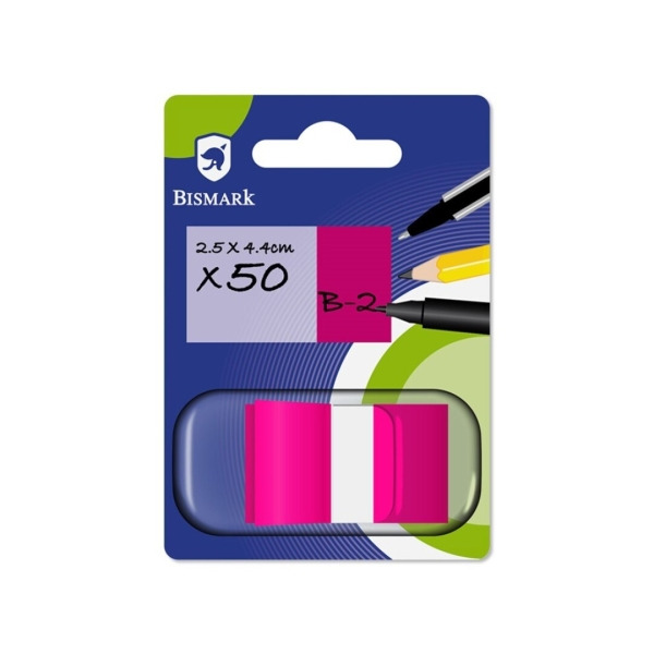 Bismark Dispensador con 50 Marcadores Reposicionables 44 x 25mm - Para Marcar, SeÃ±alar o Destacar Informacion - Color Rosa