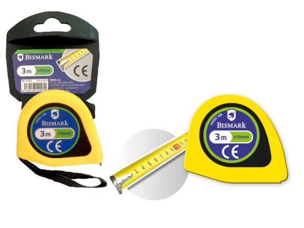 Bismark Flexometro 3m con Freno - Cinta para la MuÃ±eca - Resistente para Hogar y Oficina - Color Amarillo