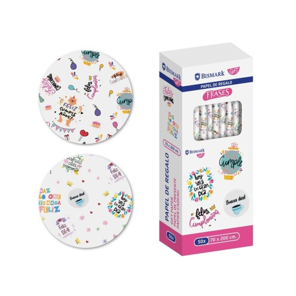 Bismark Frases Rollo de Papel Regalo - Medidas 70cmx200cm - 2 DiseÃ±os Diferentes