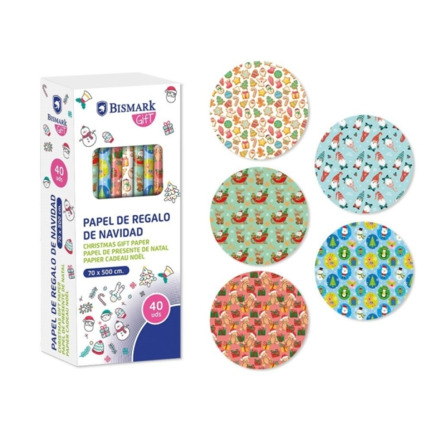 Bismark Navidad Juguetes Rollo de Papel Regalo - Medidas 70cmx500cm - 5 DiseÃ±os Diferentes