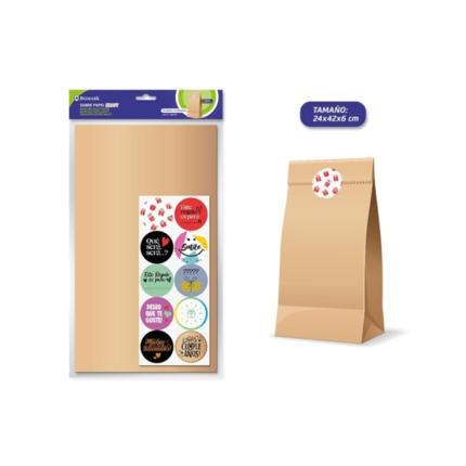 Bismark Pack de 10 Sobres Papel Kraft 50grs con 10 Pegatinas para Cierre - Medidas 24x42x6cm - Ideal para Regalos - Color Marron Kraft