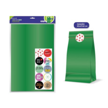 Bismark Pack de 10 Sobres Papel Kraft 50grs con 10 Pegatinas para Cierre - Medidas 30x47x8cm - Ideal para Regalos - Color Verde
