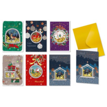 Bismark Pack de 24 Tarjetas de Felicitacion NavideÃ±a con Sobre Dorado - TamaÃ±o Tarjeta 11.5x17cm - DiseÃ±os Variados con Foil