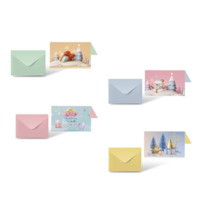 Bismark Pack de 24 Tarjetas de Felicitacion NavideÃ±a con Sobre Pastel - TamaÃ±o Tarjeta 12.5x17.5cm - DiseÃ±os Variados Pastel