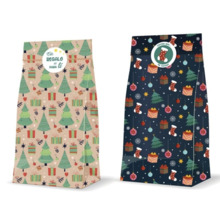 Bismark Pack de 3 Sobres Papel Kraft 60grs con 3 Pegatinas para Cierre - Medidas 20x42x8cm - Ideal para Regalos - 2 DiseÃ±os Nav